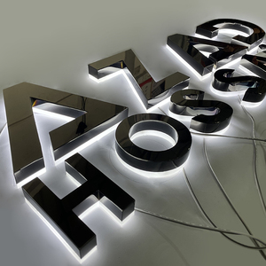 Letrero de <span class=keywords><strong>pub</strong></span> LED circular de acero inoxidable pulido negro personalizado con logotipo retroiluminado para aplicaciones de empresas y hospitales - Product Image 1