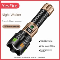 Lampe torche YesFire rechargeable par USB, étanche IP65, zoomable, en alliage d'aluminium, super lumineuse, laser blanc, pour patrouille extérieure, longue portée 500m