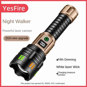 Фонарь YesFire с USB-зарядкой, IP65, с зумом, из алюминиевого сплава, сверхъяркий, с белым лазером, для наружного патрулирования, дальность луча 500 м - Product Image 5