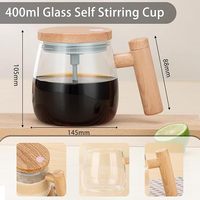 Mug auto-mélangeur électrique en verre avec poignée et couvercle, tasse à café auto-mélangeuse, tasse à agitation automatique haute vitesse