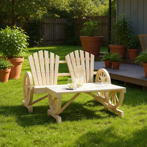 Set Lounge da Giardino in Legno Naturale di Abete Massiccio, Arredamento da Esterno Durevole a 2 Posti, Design Rustico - Product Image 2