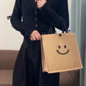 Simple Jute <b>Tote</b> <b>Bag</b> Environmentally Friendly Shopping <b>Bag</b> <b>with</b> <b>Zipper</b> <b>Large</b> Capacity <b>Tote</b> <b>Bag</b> - Product Image 4