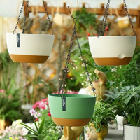 Pots suspendus, pots à fleurs avec trou d'arrosage, jardinières auto-arrosantes en plastique, décoration intérieure, fond triangulaire en chaîne, pots amovibles