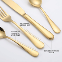 Vente en gros d'usine, ensemble de couverts en acier inoxydable plaqué titane doré, 4 pièces, boîte cadeau de luxe pour mariage, hôtel, restaurant, argenterie