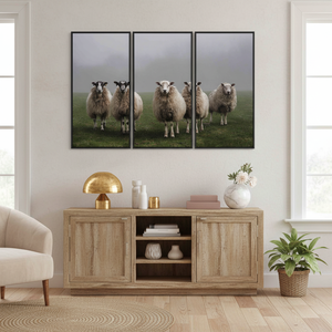 Farmhouse <b>Black</b> <b>Framed</b> Canvas: Printed Sheep Photo Art,SET OF 3 CANVAS - Product Image 3