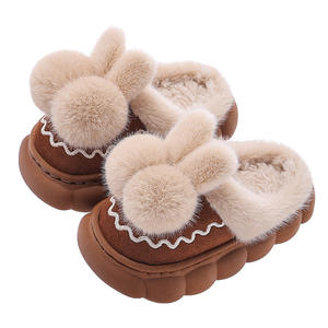 Chaussons d'hiver chauds et coupe-vent en fourrure pour chambre à coucher, mignons, d'intérieur, pour enfants et femmes, à semelle souple et plate, en peluche - Product Image 5