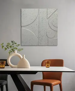 JZ-decoración abstracta para el hogar, obra de arte con luz Led grande de madera, arte de pared, tallado en madera 3D, pintura en relieve