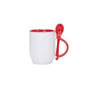 Mug en céramique et porcelaine personnalisable par sublimation, avec cuillère, pour publicité, cadeau d'entreprise, écologique, sûr pour le contact alimentaire, moderne - Product Image 1
