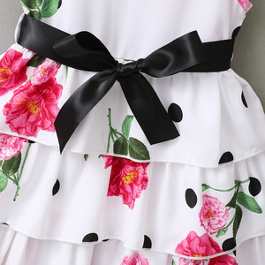 Vestido Blanco sin Mangas con Estampado Floral para Niñas Pequeñas al por Mayor - Product Image 5