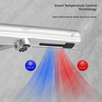 Robinet de salle de bain hygiénique mains libres avec sèche-mains intégré, capteur automatique, robinet d'eau à montage sur plan, chromé, valve en céramique