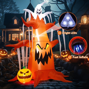 Tête de citrouille gonflable d'Halloween avec diode électroluminescente intégrée, costume de citrouille gonflable, décoration de cour d'Halloween - Product Image 4
