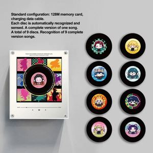 Aimant de réfrigérateur en acrylique Anime, tourne-disque vinyle rotatif avec éclairage, changement de chanson, motifs musicaux personnalisés - Product Image 5