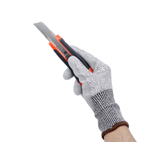 Gants anti-coupures de haute qualité en PU avec finition grise, résistants aux coupures, niveau 6 ANSI/ISEA EN388 5, résistants aux impacts
