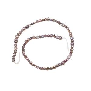 Perles semi-finies en vrac de Wenchi Chine, perles d'eau douce véritables baroques violettes éblouissantes à deux faces, 4-5 mm, en vrac - Product Image 5