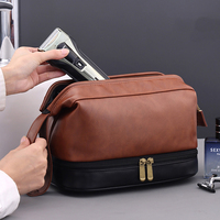 Sac de toilette haut de gamme pour hommes d'affaires, sac de rangement pour cosmétiques de voyage, imperméable, portable, grande capacité, compartimenté