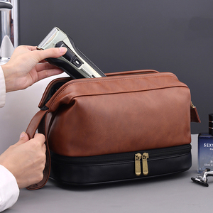 Bolsa de aseo de alta gama para hombres de negocios, bolsa de almacenamiento de cosméticos de viaje, impermeable, portátil, de gran capacidad, con compartimentos para maquillaje. - Product Image 3