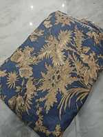 Tissu en coton imprimé floral de grenade bleu indigo classique pour vêtements ethniques, ensembles de costumes, rideaux et artisanat