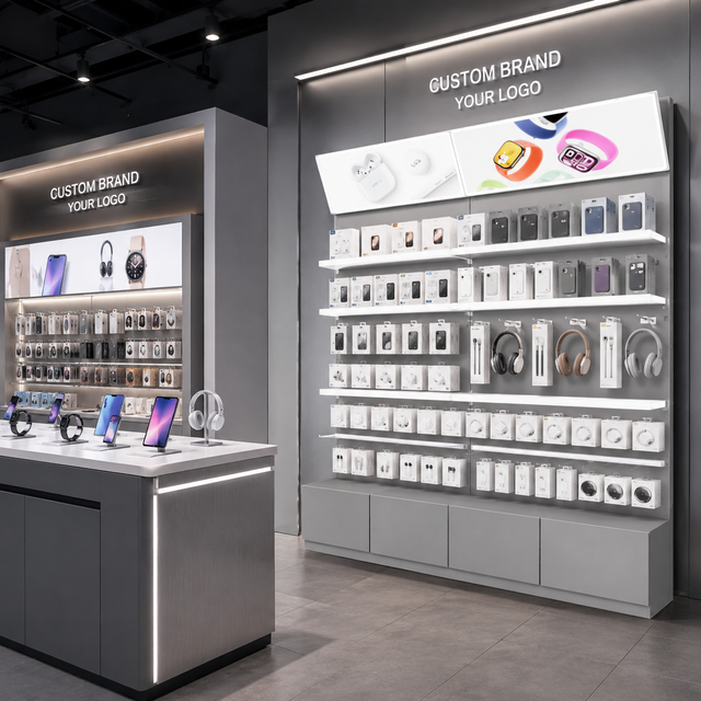 Custom Ceres Yellow Eco-Friendly Heavy Duty Recyclable Retail Shelving Units Brand Display Fixtures LED Lightbox Flagship Store
