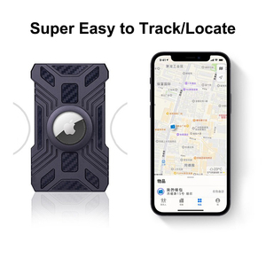 Porte-cartes de crédit fin en alliage d'aluminium et fibre de carbone avec logo personnalisé, blocage RFID, compatible avec AirTag Wallet - Product Image 4