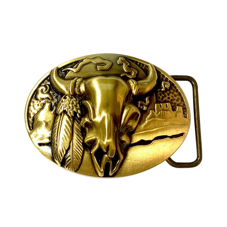 Hebilla de cinturón para hombre con letras chapadas en oro de latón y metal con logotipo personalizado al por mayor de fábrica VastGifts