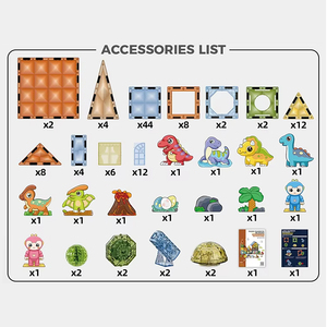 Juego de Bloques de Construcción Magnéticos con Luz, 124 Piezas, Divertidos Animales del Reino Animal, Rompecabezas de Dinosaurios, Bloques Magnéticos para Niños, Tendencia 2024 - Product Image 5