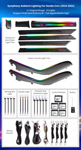 Kit d'éclairage d'ambiance intérieur LED 12V Symphony pour Civic 10ème génération (2016-2021) - Accessoires de bande lumineuse d'ambiance - Product Image 4