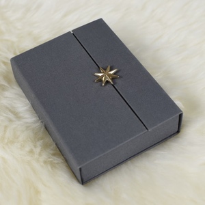Custom Handmade Luxury Square Rigid <b>Box</b> Grey Magnetic Closure Gold Foil Star UV Coating Jewelry Watch Eyewear Packaging - Product Image 3