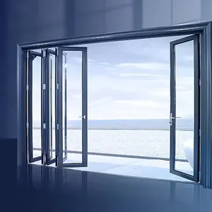 customized waterproof exterior upvc glass bifold patio sliding bi folding door low price entrance double door