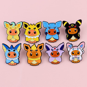 Spilla smaltata all'ingrosso Pokemoned con simpatico personaggio anime Eevee, spilla da bavero a forma di animale cartone animato Kawaii, distintivo per zaino e <span class=keywords><strong>accessori</strong></span> abbigliamento - Product Image 1