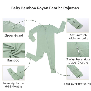 Pyjamas barboteuse en coton bambou biologique de haute qualité pour bébé personnalisables en gros costumes de nuit doux pour bébé avec fermeture à glissière - Product Image 5