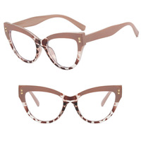 DL lunettes Rivet noir blanc Panda lumière plate cadre en plastique Anti lumière bleue rétro optique oeil de chat lunettes de lecture pour les femmes