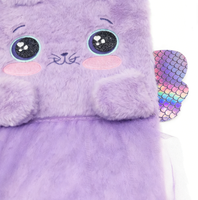 Carnet en peluche chat violet doux avec ailes - Adorable journal intime pour enfants