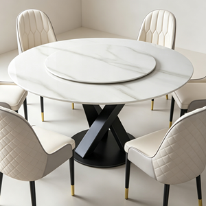 Juego de mesa de comedor redonda moderna de mármol con 6 sillas de diseño giratorio para muebles de comedor en el hogar. - Product Image 2