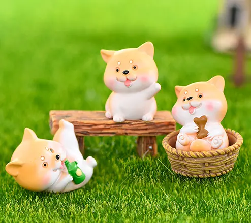 자연 돌 동상 미니 귀여운 강아지 요정 정원 그림 미니어처 케이크 동물 피규어 야외 정원