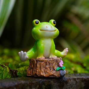 Petite grenouille décorative pour jardin, plante en pot, ornement de balcon, cour, rocaille, artisanat paysager, paysage miniature, décoration intérieure - Product Image 3
