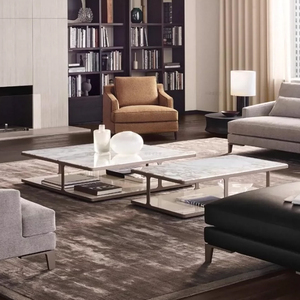 Mesa Auxiliar Moderna de Acero Inoxidable, Mesa de Centro de Lujo para Sala de Estar, Muebles de Diseño Italiano, Mesa de Cóctel Cuadrada - Product Image 3