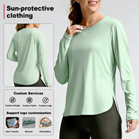 T-shirt de sport à manches longues pour femmes, à l'épreuve du soleil, ample et respirant, UPF50 +