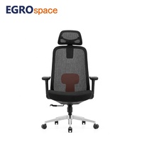 Fauteuil de bureau ergonomique de direction EGROspace à dossier haut, pivotant, avec accoudoirs en maille, pour réunions et personnel