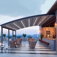 Pergola motorisée pliable et rétractable pour l'extérieur, auvent de protection solaire avec cadre thermolaqué