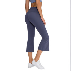 Ladies spandex high elastic jogger pants women casual funky wide leg yoga flare pants tear - Product Image 1