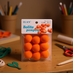 Ilan Bolita Pompom 3Cm Arancione 9Pz Decorazione Artigianale - Product Image 3