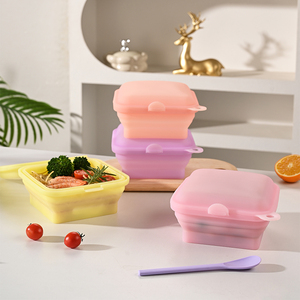 กล่องใส่อาหารซิลิโคนทรงสี่เหลี่ยมแพลตตินั่ม พับได้ เก็บอาหารสดใหม่ <span class=keywords><strong>ใช้</strong></span>ในครัวเรือน เกรดสำหรับอาหาร ปิดผนึกได้ <span class=keywords><strong>ใช้</strong></span><span class=keywords><strong>กับ</strong></span><span class=keywords><strong>ไมโครเวฟ</strong></span>และช่องแช่แข็งได้ พกพาสะดวก ทันสมัย - Product Image 5