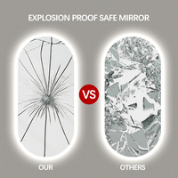 Miroir de salle de bain LED oblong mural avec capteur tactile, anti-buée, éclairé, pour salle de bain