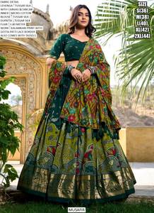 Ensemble de 3 pièces en coton de soie Tussar, organza, semi-cousu, pour femmes, de style indien traditionnel, pour les fêtes, à séchage rapide - Product Image 4