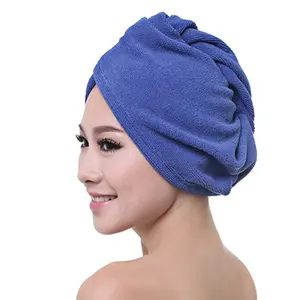 Wholesale Custom Logo Label Pink Blue Microfiber Hair Drying Towel Hair Salon Turban Microfiber Hair Wrap Towel For Women