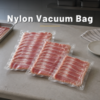 Sac sous vide en nylon de qualité alimentaire, transparent et lisse, avec trois soudures latérales pour l'emballage de tranches de bacon