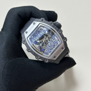 Montre mécanique squelette tourbillon pour homme RM21-01, montre sport en fibre de carbone de forme tonneau - Product Image 2