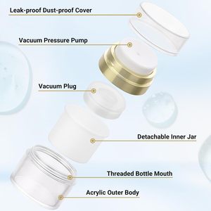 Flacon Airless 15ml 30ml 50ml 100ml pour Crème Cosmétique, Lait Corporel, Sérum Soin de la Peau – Bouteilles en Plastique ABS Bambou avec Pompe Pulvérisatrice et Écran - Product Image 2