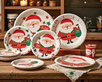 Assiette jetable de vacances Vaisselle en papier coloré pour fête et dîner