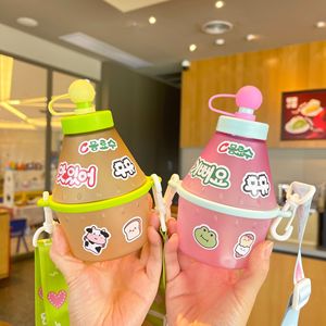 Yafchi Cute Korean Sticker Fruit Milk <b>Cup</b> <b>Plastic</b> Straw <b>Cup</b> With Strap For Drinks And Juice Travel Mug Gift Cross Border - Product Image 3